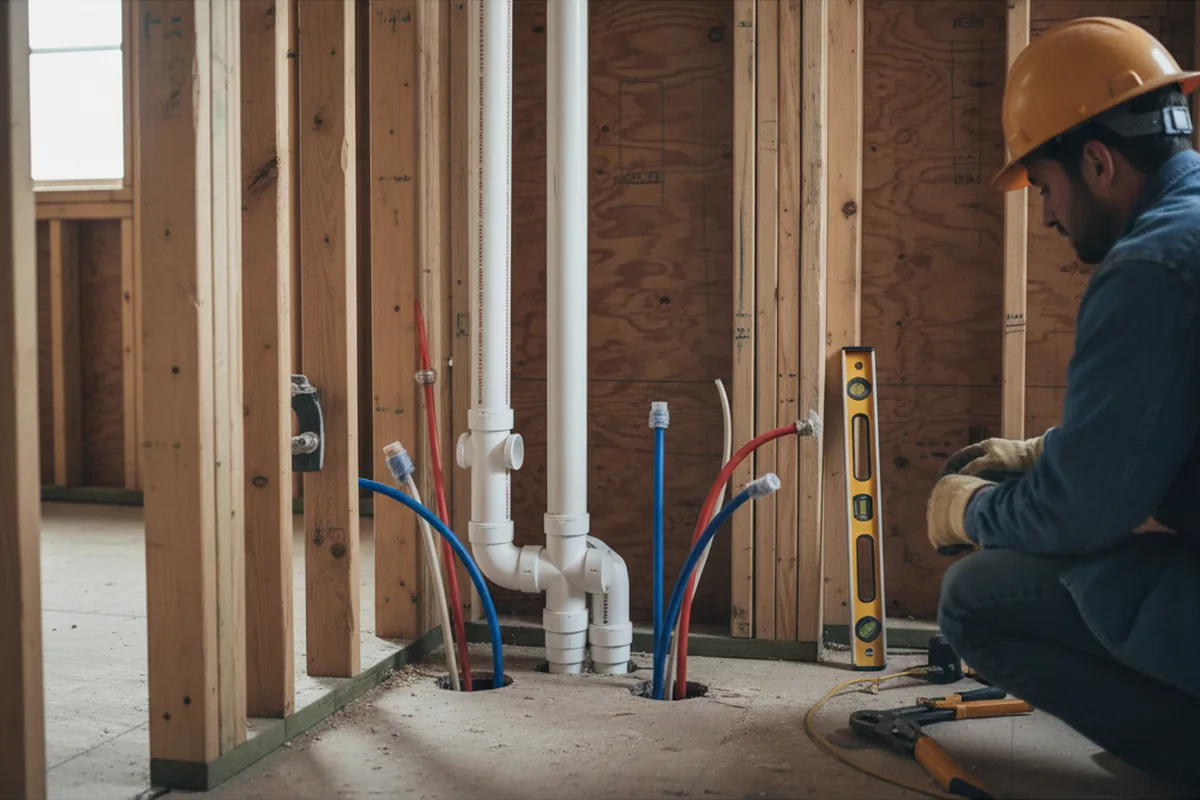 Drain and supply rough-in during Drain Cleaning in Mc Neil